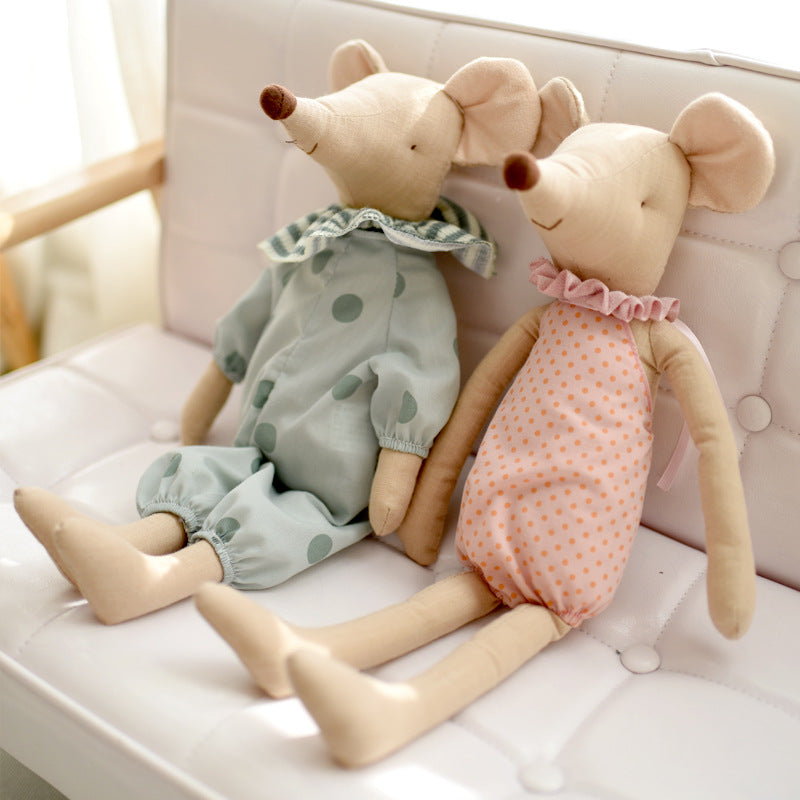Cuddle Mouse in Cotton-Linen – soft comfort toy for babies