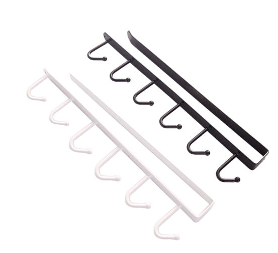 No-Drill Hook Rail – 6 Hooks for Kitchen & Wardrobe