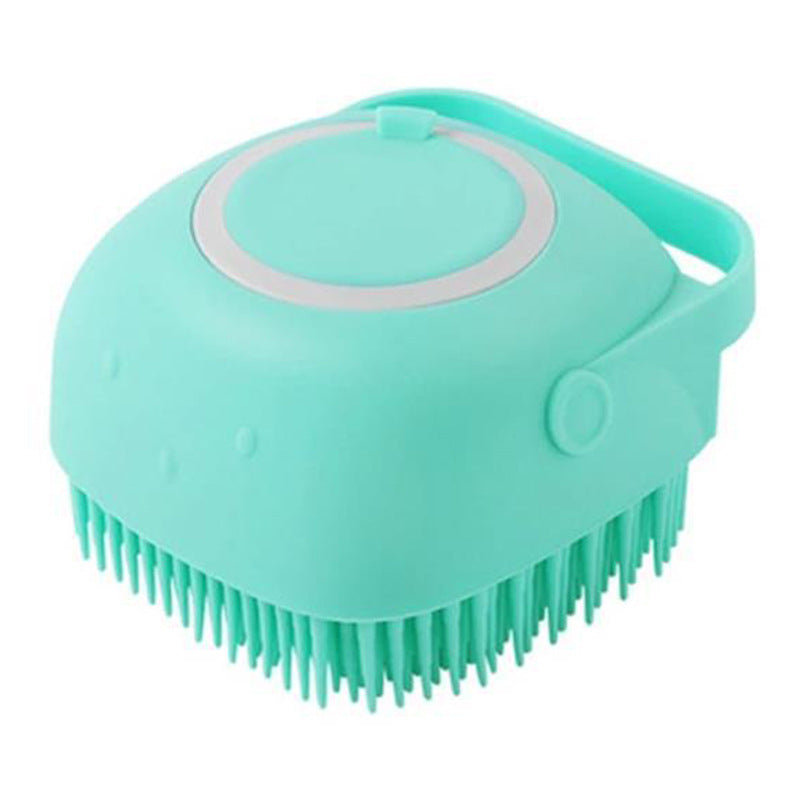 Silikon-Hundebadebürste in Grün mit Shampoo-Kammer