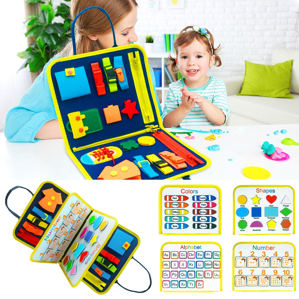 Busy Board – libro Montessori per motricità fine e vestirsi