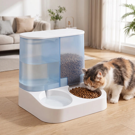 2-in-1 Futter- und Wasserstation mit Katze