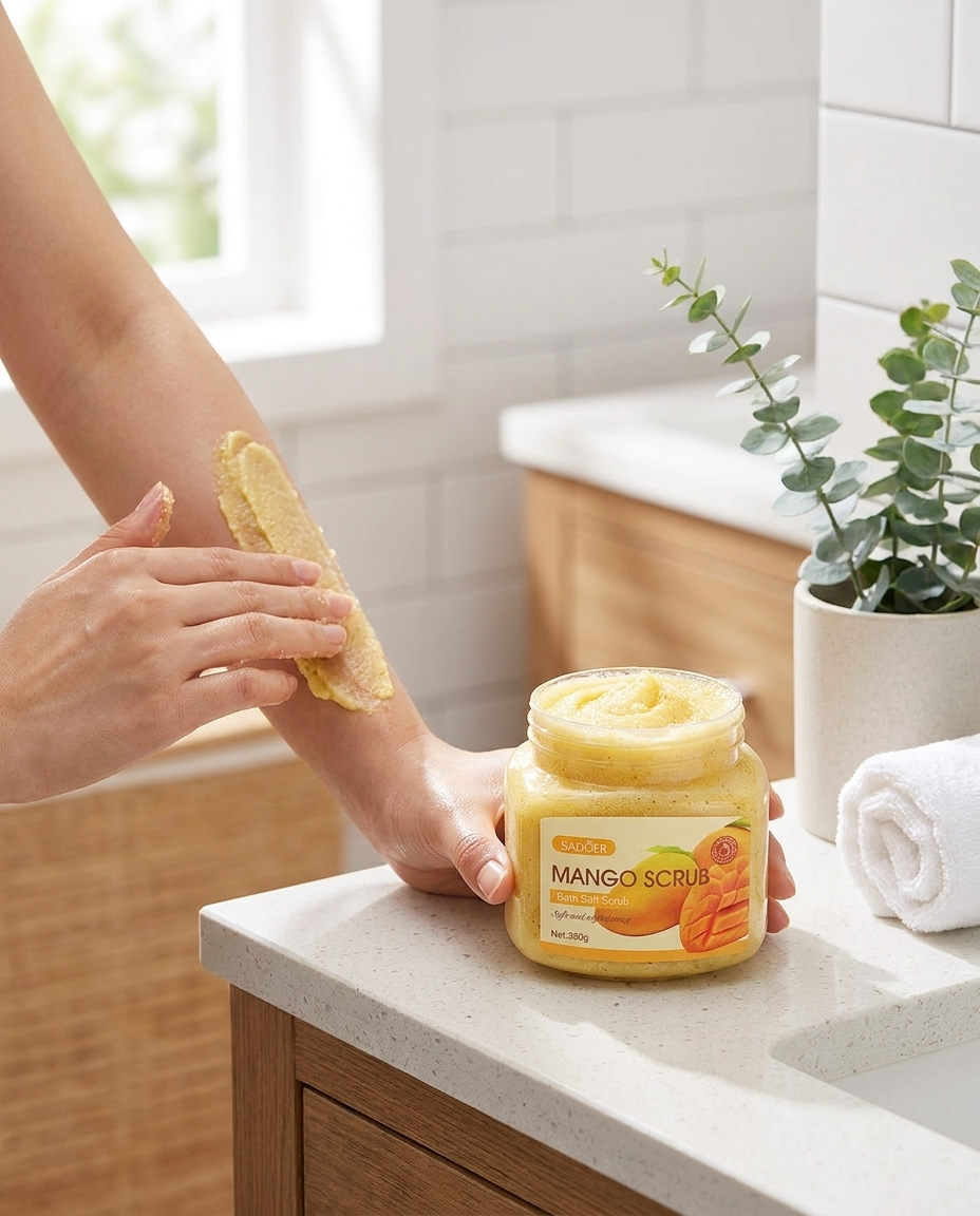 Frucht-Bade-Peeling in Anwendung
